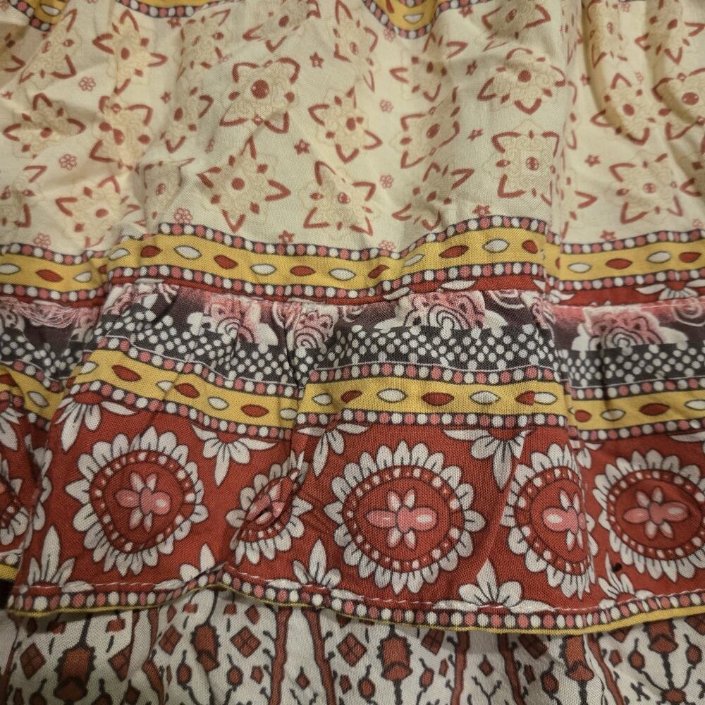 Cynthia Rowley Flowy Boho Floral Skirt Size L Patchwork Colorful Short Tiered - Picture 4 of 8